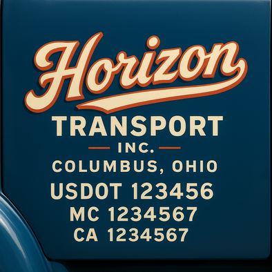 Custom Designed USDOT (DOT) Truck Door Lettering Decal Signs | Graphic Designed USDOT Lettering For Semi-Trucks, Work Trucks & Box Trucks | Add Your Trucking Name, USDOT, MC, CA, KYU, GVW & VIN (2-Pack)