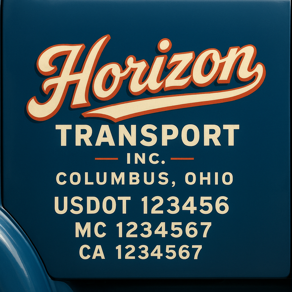 Custom Designed USDOT (DOT) Truck Door Lettering Decal Signs | Graphic Designed USDOT Lettering For Semi-Trucks, Work Trucks & Box Trucks | Add Your Trucking Name, USDOT, MC, CA, KYU, GVW & VIN (2-Pack)