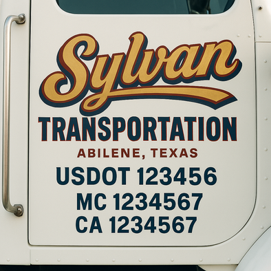 Custom Designed USDOT (DOT) Truck Door Lettering Decal Signs | Graphic Designed USDOT Lettering For Semi-Trucks, Work Trucks & Box Trucks | Add Your Trucking Name, USDOT, MC, CA, KYU, GVW & VIN (2-Pack)