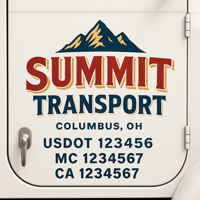 Custom Designed USDOT (DOT) Truck Door Lettering Decal Signs | Graphic Designed USDOT Lettering For Semi-Trucks, Work Trucks & Box Trucks | Add Your Trucking Name, USDOT, MC, CA, KYU, GVW & VIN (2-Pack)