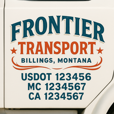 Custom Designed USDOT (DOT) Truck Door Lettering Decal Signs | Graphic Designed USDOT Lettering For Semi-Trucks, Work Trucks & Box Trucks | Add Your Trucking Name, USDOT, MC, CA, KYU, GVW & VIN (2-Pack)
