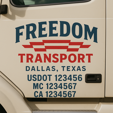 Custom Designed USDOT (DOT) Truck Door Lettering Decal Signs | Graphic Designed USDOT Lettering For Semi-Trucks, Work Trucks & Box Trucks | Add Your Trucking Name, USDOT, MC, CA, KYU, GVW & VIN (2-Pack)