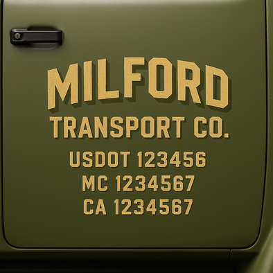 Custom Designed USDOT (DOT) Truck Door Lettering Decal Signs | Graphic Designed USDOT Lettering For Semi-Trucks, Work Trucks & Box Trucks | Add Your Trucking Name, USDOT, MC, CA, KYU, GVW & VIN (2-Pack)