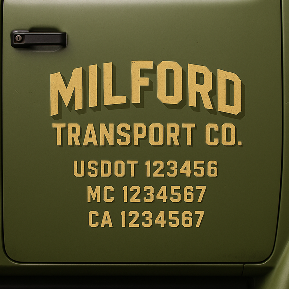 Custom Designed USDOT (DOT) Truck Door Lettering Decal Signs | Graphic Designed USDOT Lettering For Semi-Trucks, Work Trucks & Box Trucks | Add Your Trucking Name, USDOT, MC, CA, KYU, GVW & VIN (2-Pack)