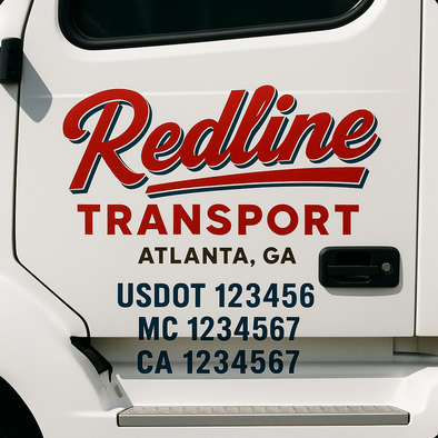 Custom Designed USDOT (DOT) Truck Door Lettering Decal Signs | Graphic Designed USDOT Lettering For Semi-Trucks, Work Trucks & Box Trucks | Add Your Trucking Name, USDOT, MC, CA, KYU, GVW & VIN (2-Pack)