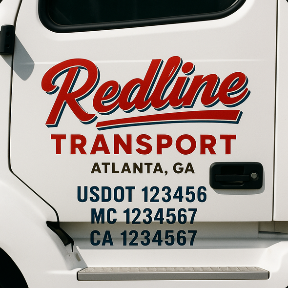 Custom Designed USDOT (DOT) Truck Door Lettering Decal Signs | Graphic Designed USDOT Lettering For Semi-Trucks, Work Trucks & Box Trucks | Add Your Trucking Name, USDOT, MC, CA, KYU, GVW & VIN (2-Pack)
