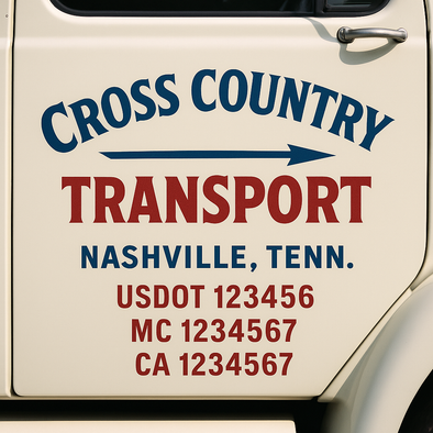 Custom Designed USDOT (DOT) Truck Door Lettering Decal Signs | Graphic Designed USDOT Lettering For Semi-Trucks, Work Trucks & Box Trucks | Add Your Trucking Name, USDOT, MC, CA, KYU, GVW & VIN (2-Pack)