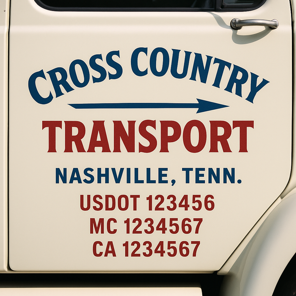 Custom Designed USDOT (DOT) Truck Door Lettering Decal Signs | Graphic Designed USDOT Lettering For Semi-Trucks, Work Trucks & Box Trucks | Add Your Trucking Name, USDOT, MC, CA, KYU, GVW & VIN (2-Pack)