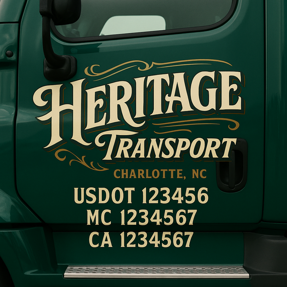 Custom Designed USDOT (DOT) Truck Door Lettering Decal Signs | Graphic Designed USDOT Lettering For Semi-Trucks, Work Trucks & Box Trucks | Add Your Trucking Name, USDOT, MC, CA, KYU, GVW & VIN (2-Pack)