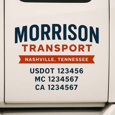 Custom Designed USDOT (DOT) Truck Door Lettering Decal Signs | Graphic Designed USDOT Lettering For Semi-Trucks, Work Trucks & Box Trucks | Add Your Trucking Name, USDOT, MC, CA, KYU, GVW & VIN (2-Pack)