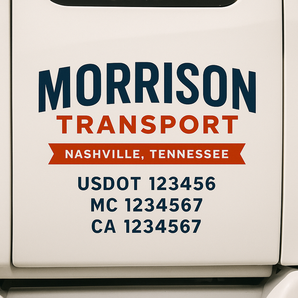 Custom Designed USDOT (DOT) Truck Door Lettering Decal Signs | Graphic Designed USDOT Lettering For Semi-Trucks, Work Trucks & Box Trucks | Add Your Trucking Name, USDOT, MC, CA, KYU, GVW & VIN (2-Pack)