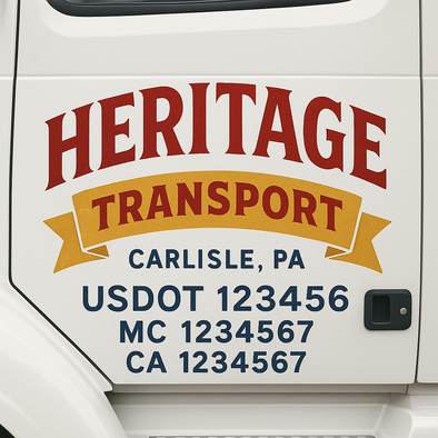 Custom Designed USDOT (DOT) Truck Door Lettering Decal Signs | Graphic Designed USDOT Lettering For Semi-Trucks, Work Trucks & Box Trucks | Add Your Trucking Name, USDOT, MC, CA, KYU, GVW & VIN (2-Pack)