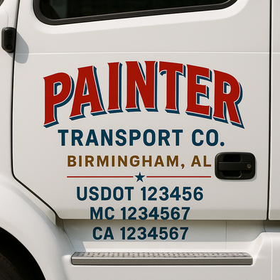 Custom Designed USDOT (DOT) Truck Door Lettering Decal Signs | Graphic Designed USDOT Lettering For Semi-Trucks, Work Trucks & Box Trucks | Add Your Trucking Name, USDOT, MC, CA, KYU, GVW & VIN (2-Pack)