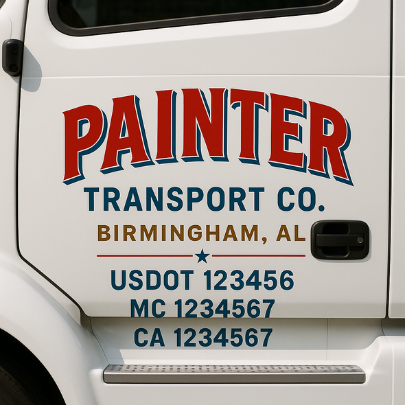 Custom Designed USDOT (DOT) Truck Door Lettering Decal Signs | Graphic Designed USDOT Lettering For Semi-Trucks, Work Trucks & Box Trucks | Add Your Trucking Name, USDOT, MC, CA, KYU, GVW & VIN (2-Pack)