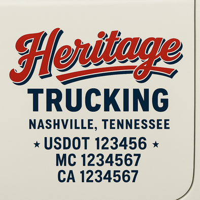 Custom Designed USDOT (DOT) Truck Door Lettering Decal Signs | Graphic Designed USDOT Lettering For Semi-Trucks, Work Trucks & Box Trucks | Add Your Trucking Name, USDOT, MC, CA, KYU, GVW & VIN (2-Pack)