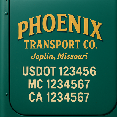 Custom Designed USDOT (DOT) Truck Door Lettering Decal Signs | Graphic Designed USDOT Lettering For Semi-Trucks, Work Trucks & Box Trucks | Add Your Trucking Name, USDOT, MC, CA, KYU, GVW & VIN (2-Pack)