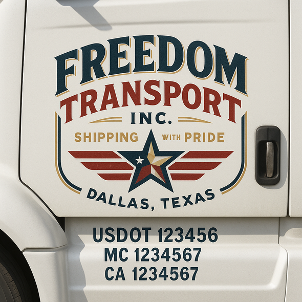 Custom Designed USDOT (DOT) Truck Door Lettering Decal Signs | Graphic Designed USDOT Lettering For Semi-Trucks, Work Trucks & Box Trucks | Add Your Trucking Name, USDOT, MC, CA, KYU, GVW & VIN (2-Pack)