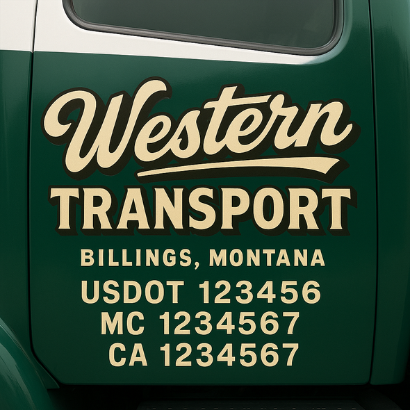 Custom Designed USDOT (DOT) Truck Door Lettering Decal Signs | Graphic Designed USDOT Lettering For Semi-Trucks, Work Trucks & Box Trucks | Add Your Trucking Name, USDOT, MC, CA, KYU, GVW & VIN (2-Pack)