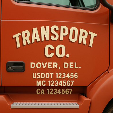 Custom Designed USDOT (DOT) Truck Door Lettering Decal Signs | Graphic Designed USDOT Lettering For Semi-Trucks, Work Trucks & Box Trucks | Add Your Trucking Name, USDOT, MC, CA, KYU, GVW & VIN (2-Pack)