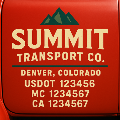 Custom Designed USDOT (DOT) Truck Door Lettering Decal Signs | Graphic Designed USDOT Lettering For Semi-Trucks, Work Trucks & Box Trucks | Add Your Trucking Name, USDOT, MC, CA, KYU, GVW & VIN (2-Pack)