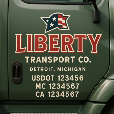 Custom Designed USDOT (DOT) Truck Door Lettering Decal Signs | Graphic Designed USDOT Lettering For Semi-Trucks, Work Trucks & Box Trucks | Add Your Trucking Name, USDOT, MC, CA, KYU, GVW & VIN (2-Pack)