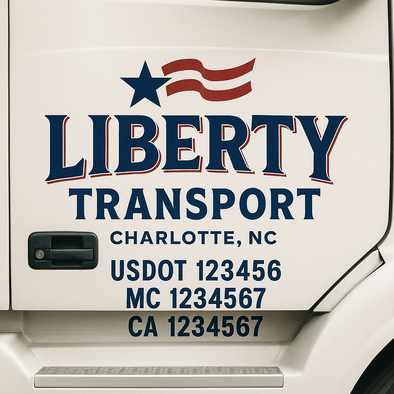 Custom Designed USDOT (DOT) Truck Door Lettering Decal Signs | Graphic Designed USDOT Lettering For Semi-Trucks, Work Trucks & Box Trucks | Add Your Trucking Name, USDOT, MC, CA, KYU, GVW & VIN (2-Pack)