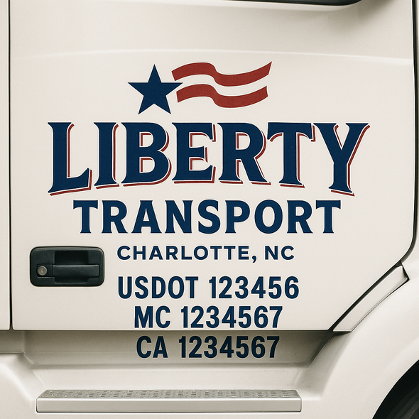 Custom Designed USDOT (DOT) Truck Door Lettering Decal Signs | Graphic Designed USDOT Lettering For Semi-Trucks, Work Trucks & Box Trucks | Add Your Trucking Name, USDOT, MC, CA, KYU, GVW & VIN (2-Pack)
