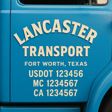 Custom Designed USDOT (DOT) Truck Door Lettering Decal Signs | Graphic Designed USDOT Lettering For Semi-Trucks, Work Trucks & Box Trucks | Add Your Trucking Name, USDOT, MC, CA, KYU, GVW & VIN (2-Pack)