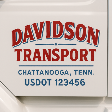 Custom Designed USDOT (DOT) Truck Door Lettering Decal Signs | Graphic Designed USDOT Lettering For Semi-Trucks, Work Trucks & Box Trucks | Add Your Trucking Name, USDOT, MC, CA, KYU, GVW & VIN (2-Pack)