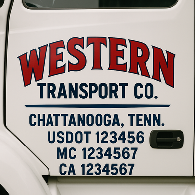 Custom Designed USDOT (DOT) Truck Door Lettering Decal Signs | Graphic Designed USDOT Lettering For Semi-Trucks, Work Trucks & Box Trucks | Add Your Trucking Name, USDOT, MC, CA, KYU, GVW & VIN (2-Pack)