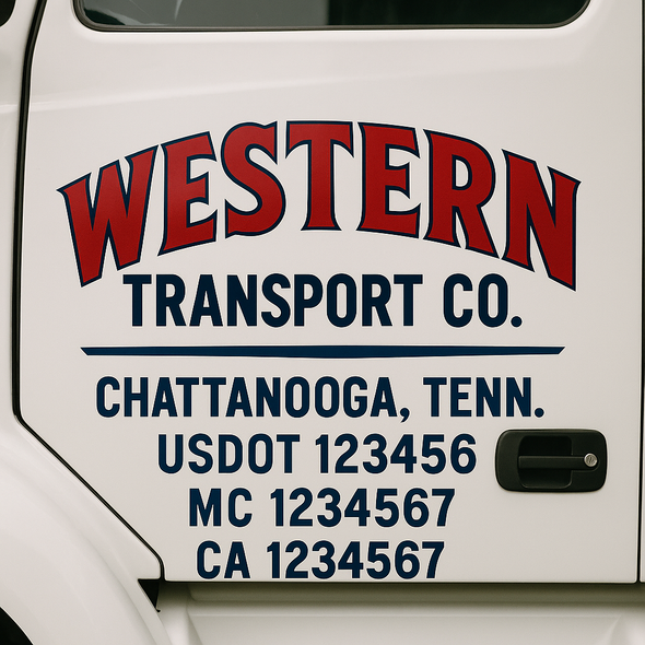 Custom Designed USDOT (DOT) Truck Door Lettering Decal Signs | Graphic Designed USDOT Lettering For Semi-Trucks, Work Trucks & Box Trucks | Add Your Trucking Name, USDOT, MC, CA, KYU, GVW & VIN (2-Pack)