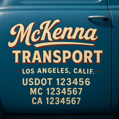 Custom Designed USDOT (DOT) Truck Door Lettering Decal Signs | Graphic Designed USDOT Lettering For Semi-Trucks, Work Trucks & Box Trucks | Add Your Trucking Name, USDOT, MC, CA, KYU, GVW & VIN (2-Pack)
