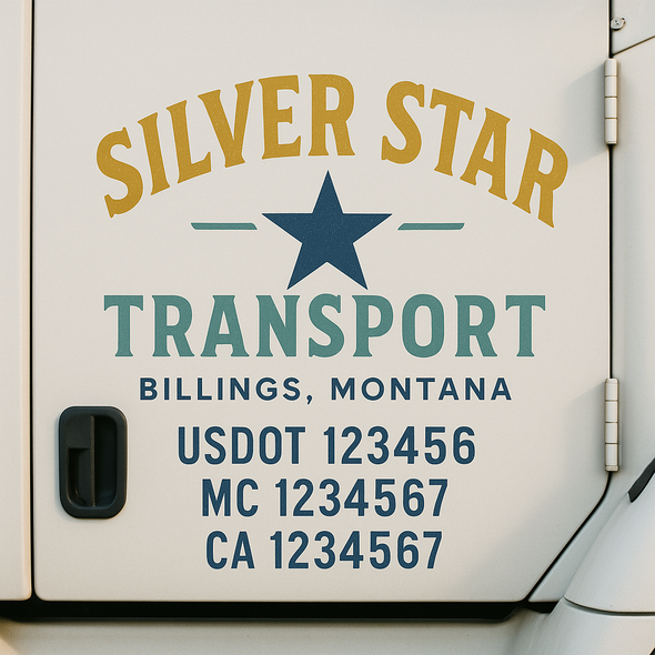 Custom Designed USDOT (DOT) Truck Door Lettering Decal Signs | Graphic Designed USDOT Lettering For Semi-Trucks, Work Trucks & Box Trucks | Add Your Trucking Name, USDOT, MC, CA, KYU, GVW & VIN (2-Pack)