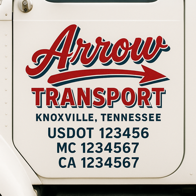 Custom Designed USDOT (DOT) Truck Door Lettering Decal Signs | Graphic Designed USDOT Lettering For Semi-Trucks, Work Trucks & Box Trucks | Add Your Trucking Name, USDOT, MC, CA, KYU, GVW & VIN (2-Pack)