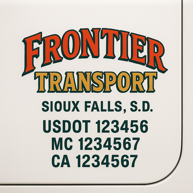 Custom Designed USDOT (DOT) Truck Door Lettering Decal Signs | Graphic Designed USDOT Lettering For Semi-Trucks, Work Trucks & Box Trucks | Add Your Trucking Name, USDOT, MC, CA, KYU, GVW & VIN (2-Pack)