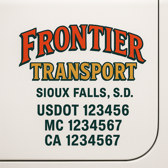 Custom Designed USDOT (DOT) Truck Door Lettering Decal Signs | Graphic Designed USDOT Lettering For Semi-Trucks, Work Trucks & Box Trucks | Add Your Trucking Name, USDOT, MC, CA, KYU, GVW & VIN (2-Pack)