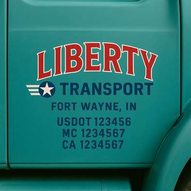 Custom Designed USDOT (DOT) Truck Door Lettering Decal Signs | Graphic Designed USDOT Lettering For Semi-Trucks, Work Trucks & Box Trucks | Add Your Trucking Name, USDOT, MC, CA, KYU, GVW & VIN (2-Pack)