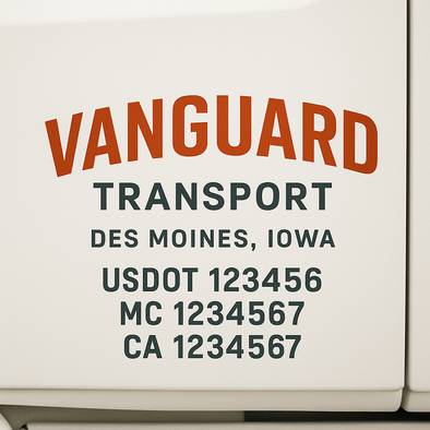 Custom Designed USDOT (DOT) Truck Door Lettering Decal Signs | Graphic Designed USDOT Lettering For Semi-Trucks, Work Trucks & Box Trucks | Add Your Trucking Name, USDOT, MC, CA, KYU, GVW & VIN (2-Pack)