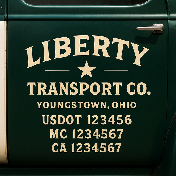 Custom Designed USDOT (DOT) Truck Door Lettering Decal Signs | Graphic Designed USDOT Lettering For Semi-Trucks, Work Trucks & Box Trucks | Add Your Trucking Name, USDOT, MC, CA, KYU, GVW & VIN (2-Pack)