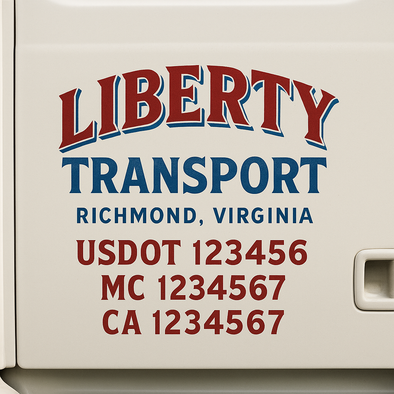 Custom Designed USDOT (DOT) Truck Door Lettering Decal Signs | Graphic Designed USDOT Lettering For Semi-Trucks, Work Trucks & Box Trucks | Add Your Trucking Name, USDOT, MC, CA, KYU, GVW & VIN (2-Pack)