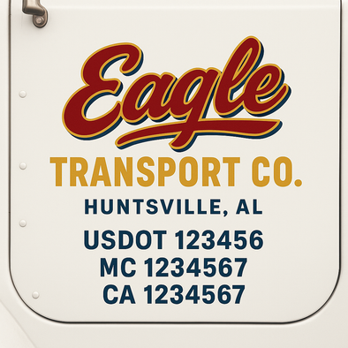 Custom Designed USDOT (DOT) Truck Door Lettering Decal Signs | Graphic Designed USDOT Lettering For Semi-Trucks, Work Trucks & Box Trucks | Add Your Trucking Name, USDOT, MC, CA, KYU, GVW & VIN (2-Pack)