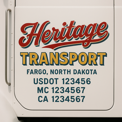 Custom Designed USDOT (DOT) Truck Door Lettering Decal Signs | Graphic Designed USDOT Lettering For Semi-Trucks, Work Trucks & Box Trucks | Add Your Trucking Name, USDOT, MC, CA, KYU, GVW & VIN (2-Pack)