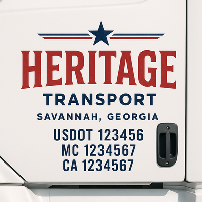 Custom Designed USDOT (DOT) Truck Door Lettering Decal Signs | Graphic Designed USDOT Lettering For Semi-Trucks, Work Trucks & Box Trucks | Add Your Trucking Name, USDOT, MC, CA, KYU, GVW & VIN (2-Pack)