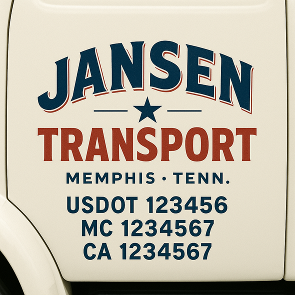Custom Designed USDOT (DOT) Truck Door Lettering Decal Signs | Graphic Designed USDOT Lettering For Semi-Trucks, Work Trucks & Box Trucks | Add Your Trucking Name, USDOT, MC, CA, KYU, GVW & VIN (2-Pack)