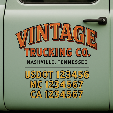 Custom Designed USDOT (DOT) Truck Door Lettering Decal Signs | Graphic Designed USDOT Lettering For Semi-Trucks, Work Trucks & Box Trucks | Add Your Trucking Name, USDOT, MC, CA, KYU, GVW & VIN (2-Pack)