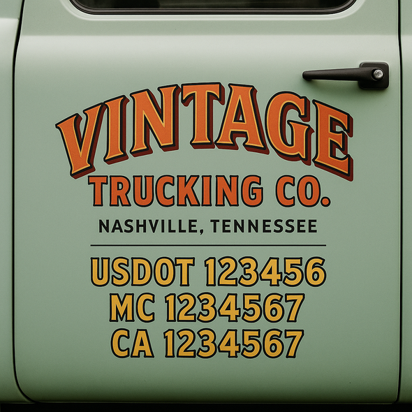 Custom Designed USDOT (DOT) Truck Door Lettering Decal Signs | Graphic Designed USDOT Lettering For Semi-Trucks, Work Trucks & Box Trucks | Add Your Trucking Name, USDOT, MC, CA, KYU, GVW & VIN (2-Pack)