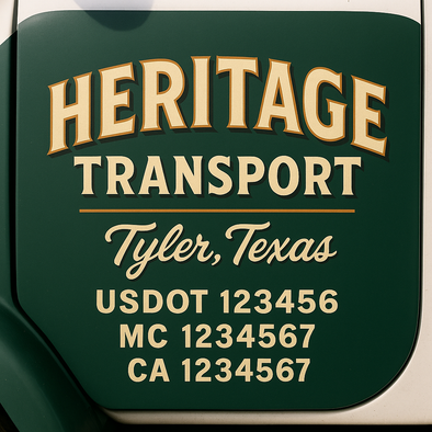 Custom Designed USDOT (DOT) Truck Door Lettering Decal Signs | Graphic Designed USDOT Lettering For Semi-Trucks, Work Trucks & Box Trucks | Add Your Trucking Name, USDOT, MC, CA, KYU, GVW & VIN (2-Pack)