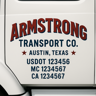 Custom Designed USDOT (DOT) Truck Door Lettering Decal Signs | Graphic Designed USDOT Lettering For Semi-Trucks, Work Trucks & Box Trucks | Add Your Trucking Name, USDOT, MC, CA, KYU, GVW & VIN (2-Pack)