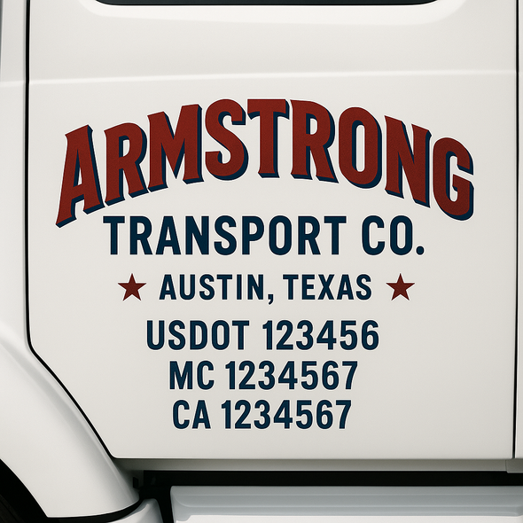Custom Designed USDOT (DOT) Truck Door Lettering Decal Signs | Graphic Designed USDOT Lettering For Semi-Trucks, Work Trucks & Box Trucks | Add Your Trucking Name, USDOT, MC, CA, KYU, GVW & VIN (2-Pack)