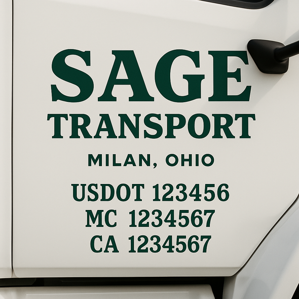 Custom Designed USDOT (DOT) Truck Door Lettering Decal Signs | Graphic Designed USDOT Lettering For Semi-Trucks, Work Trucks & Box Trucks | Add Your Trucking Name, USDOT, MC, CA, KYU, GVW & VIN (2-Pack)